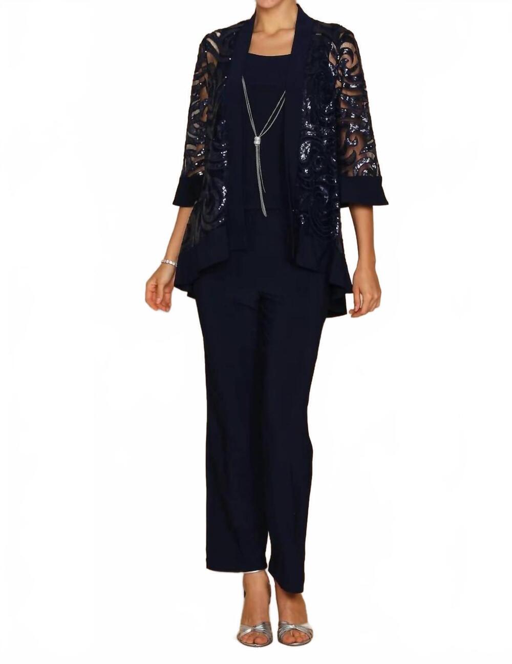 NEW R&M RICHARDS formal pantsuit in navy